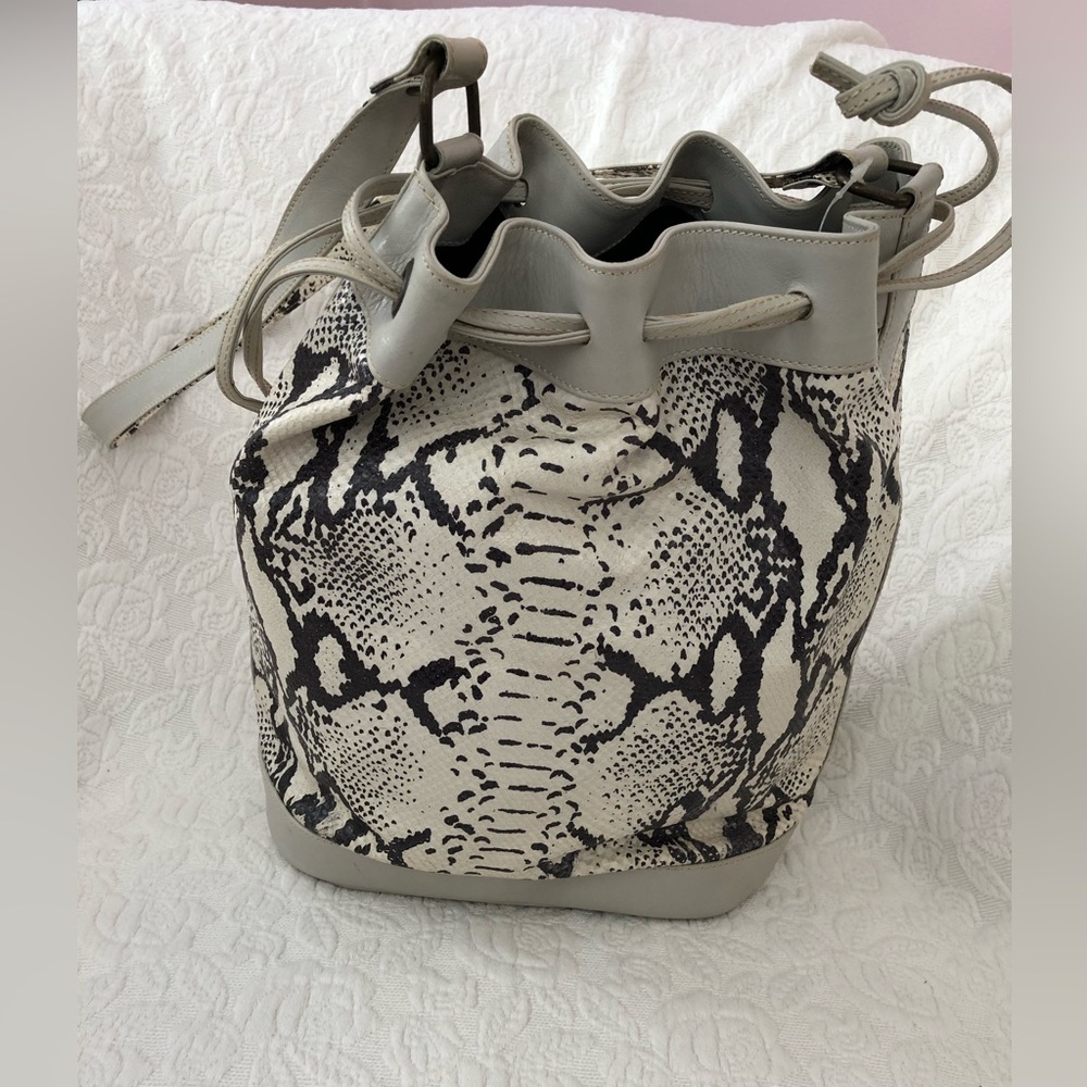 New vintage Tano bucket bag.  Height 12 inches.  Width ~11 inches. Italy